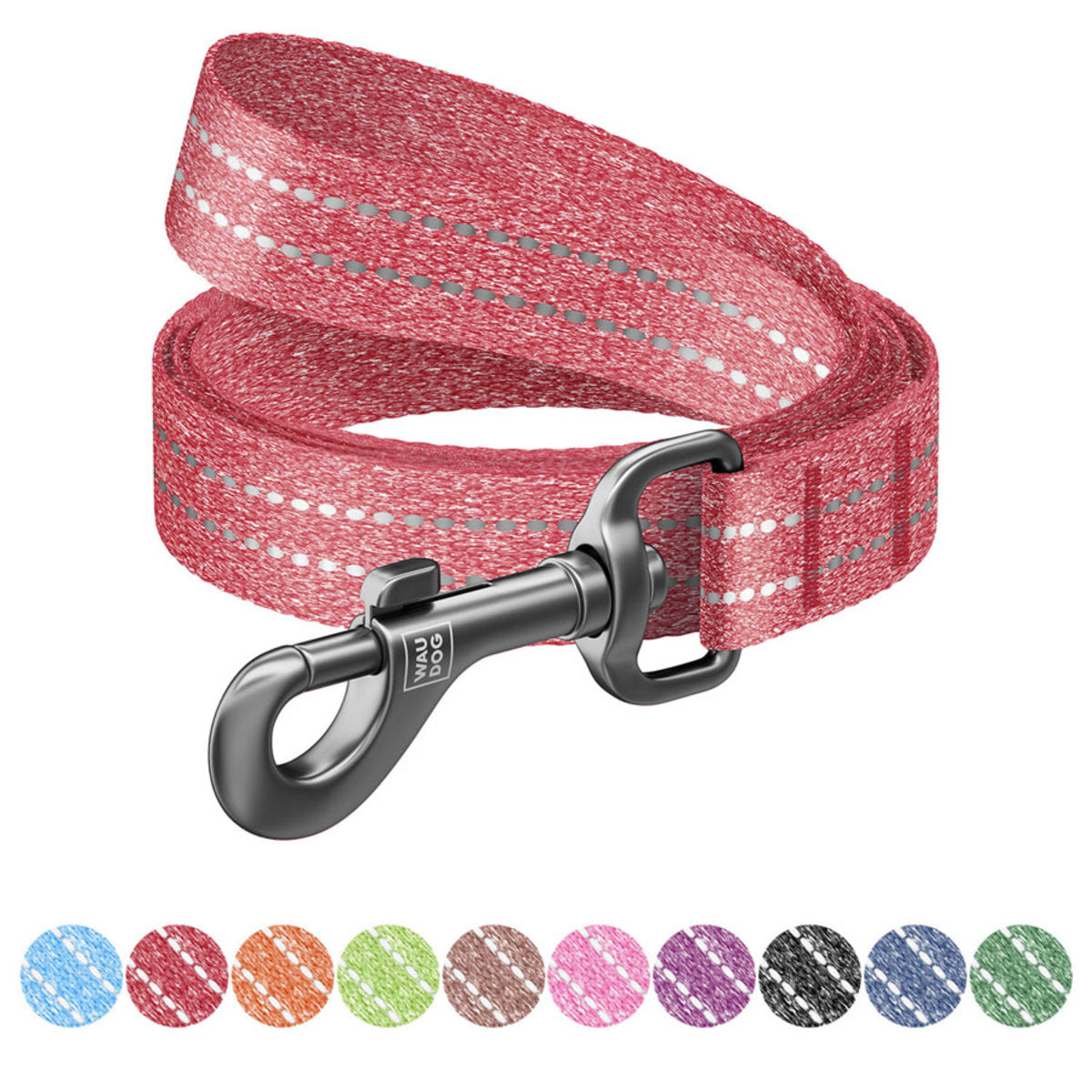 WAUDOG Re-cotton Reflective Dog Leash - Red