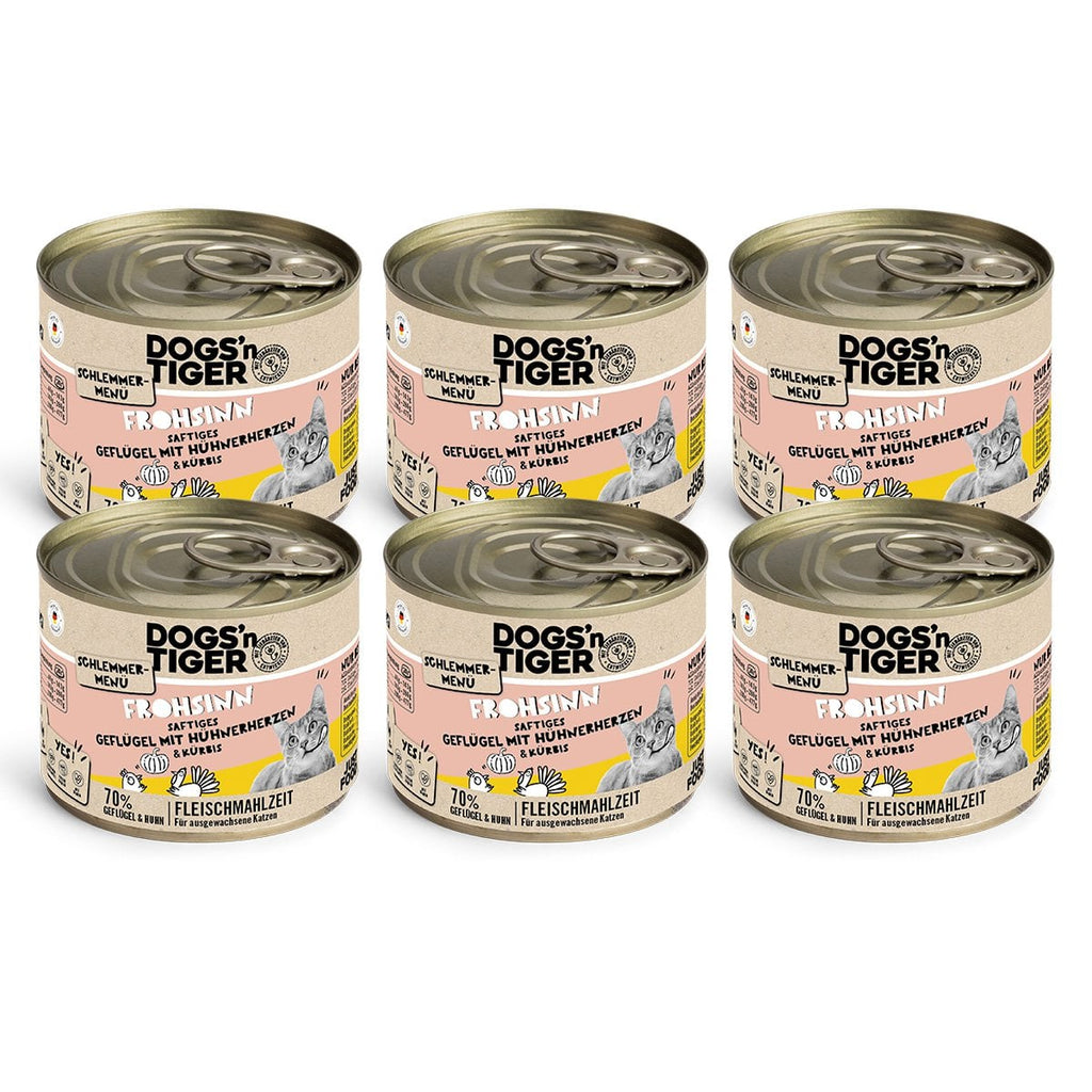 Dogs’n Tiger Adult, Katzenfutter, Frohsinn, Katzen Nassfutter, Getreidefrei, Geflügel & Kürbis