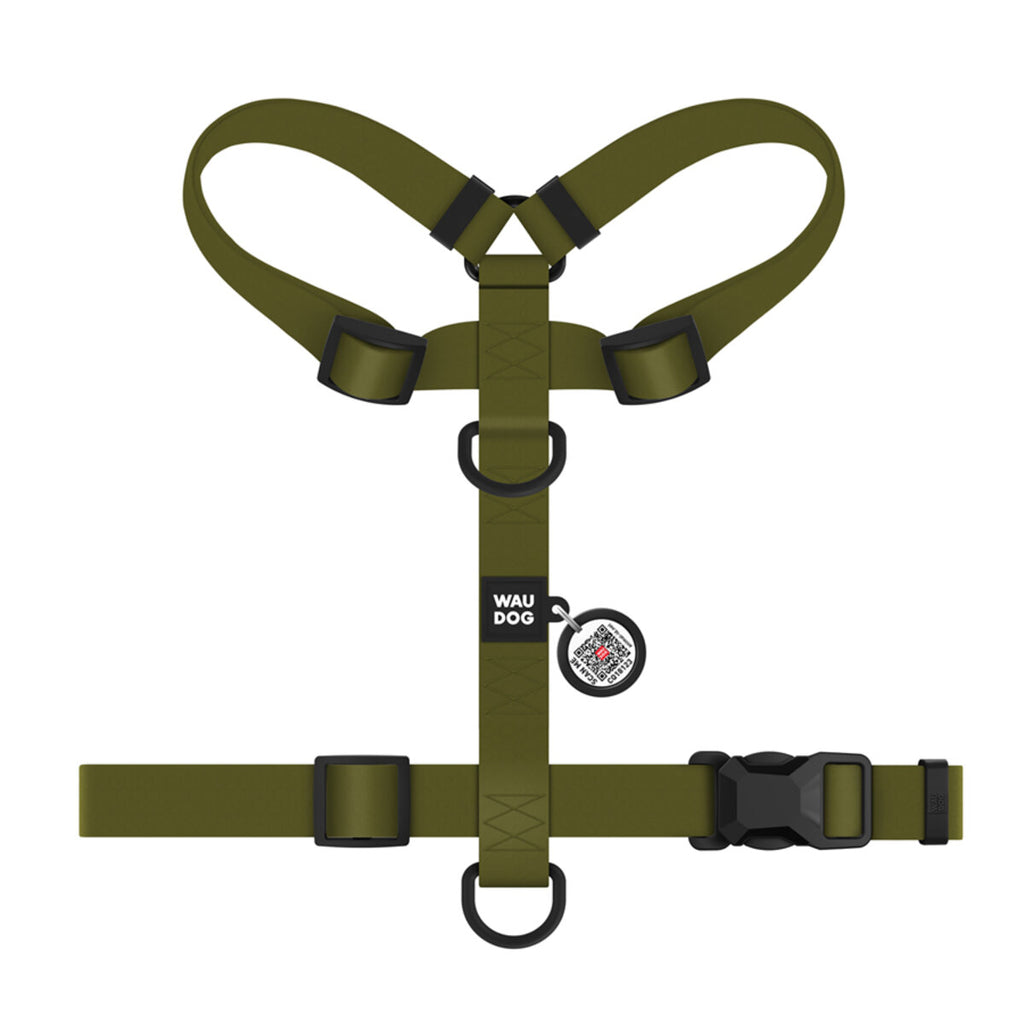 WAUDOG Magnet Dog H-Harness with QR Passport - Khaki