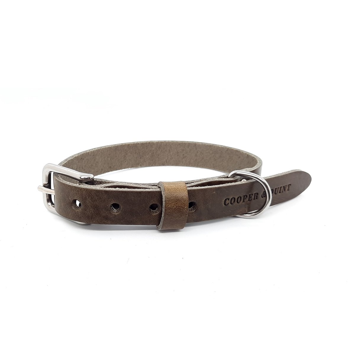 Hundehalsband aus Leder – Steinfarben