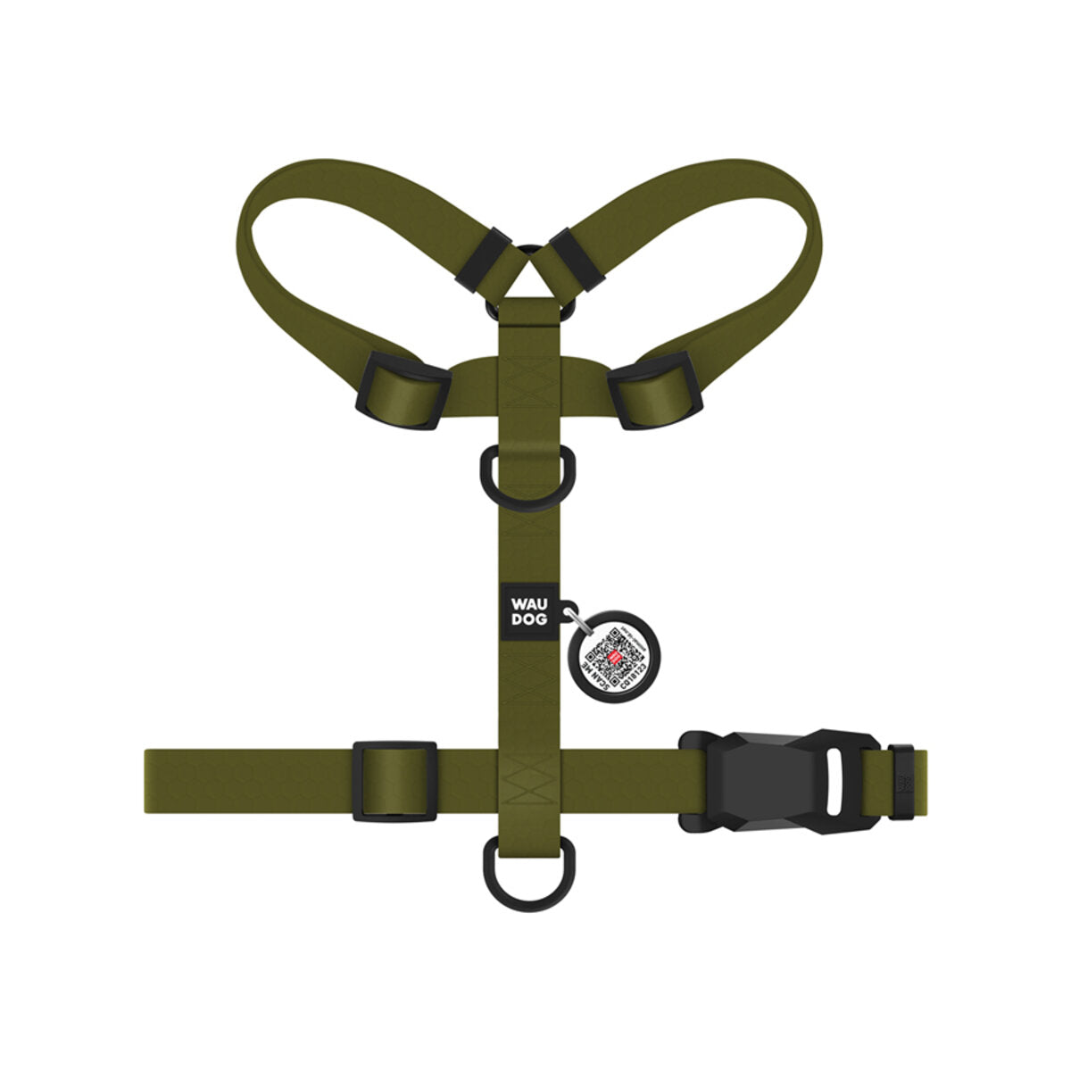 WAUDOG Magnet Dog H-Harness with QR Passport - Khaki
