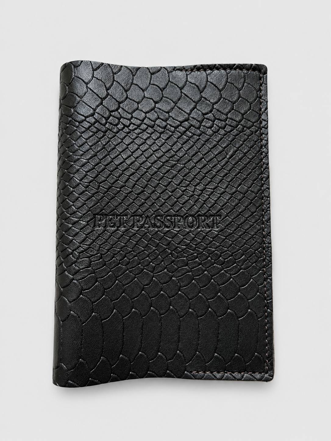 Luxury European Pet Passport Cover – Handmade Genuine Leather Dog & Cat Passport Holder with Python Embossed Leather
